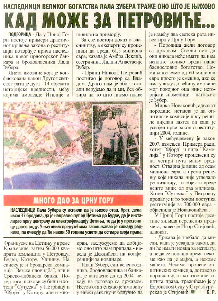 Article On Vecernje Novosti Beograd 30 06 2011 Zuber Gregovi 